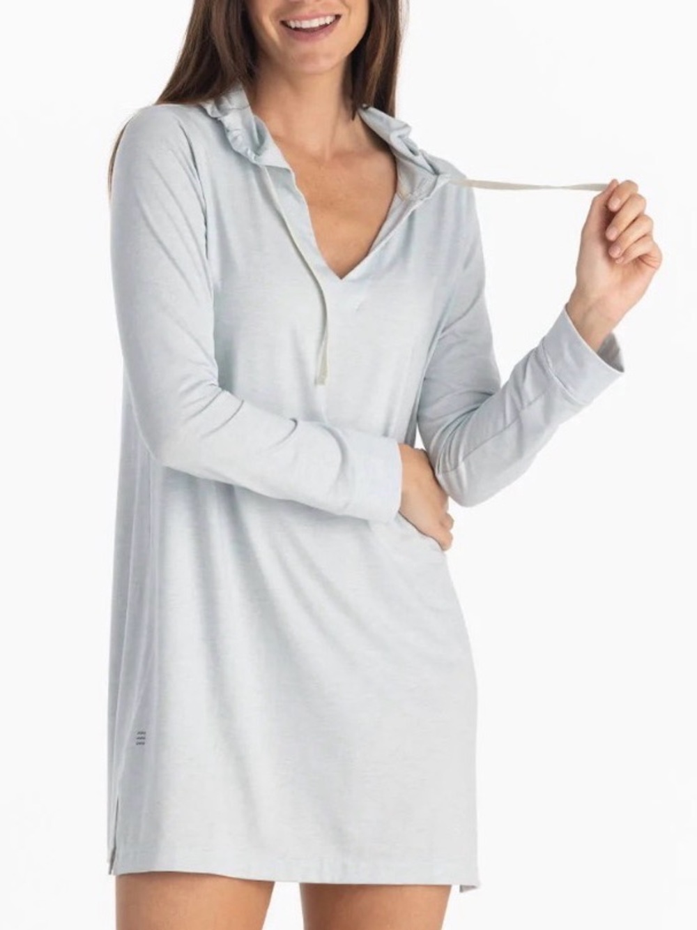 Free Fly Elevate Hooded Cover-Up- light blue/grey- Size Large